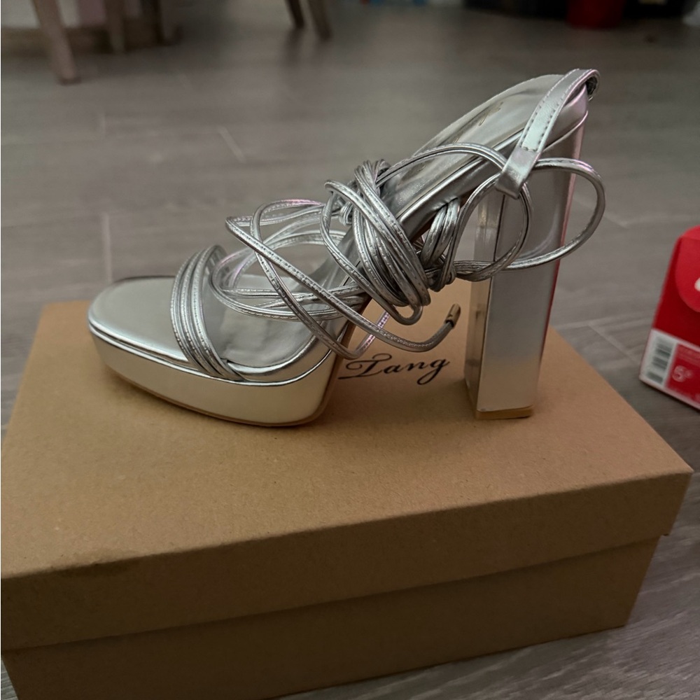 Women's Silver Strappy Heels